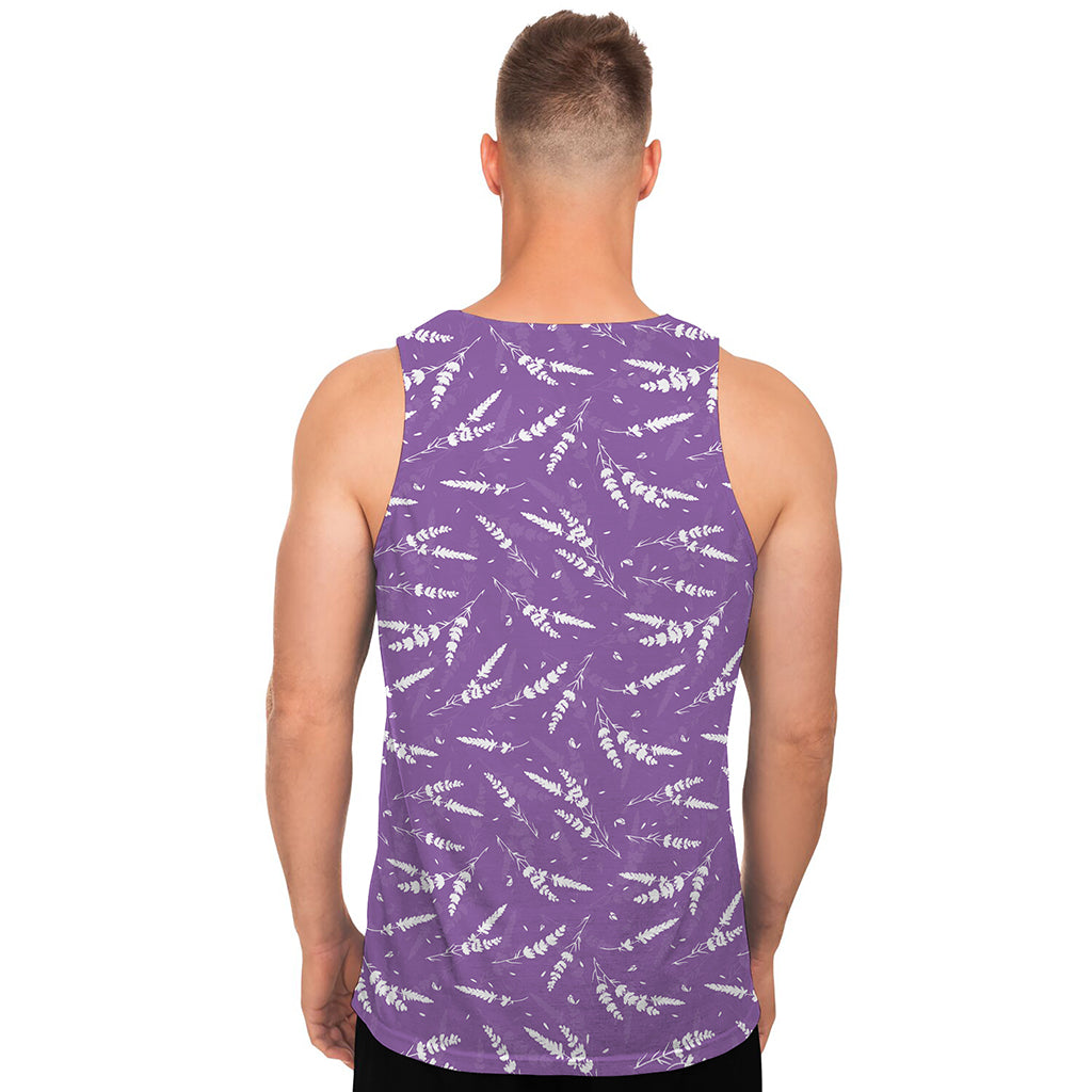 Purple And White Lavender Pattern Print Men's Tank Top