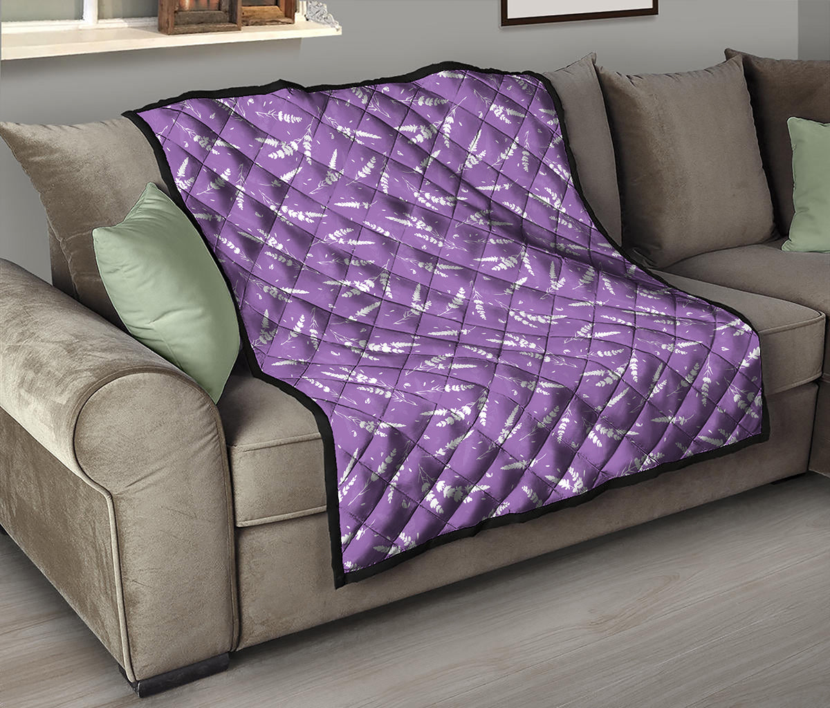 Purple And White Lavender Pattern Print Quilt