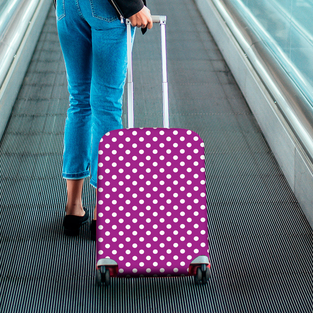 Purple And White Polka Dot Pattern Print Luggage Cover