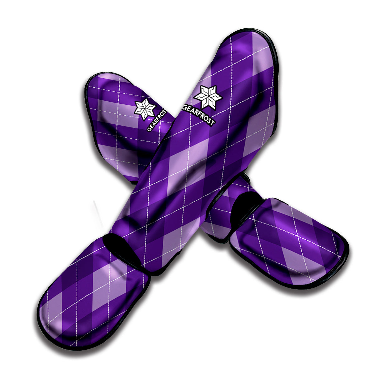 Purple Argyle Pattern Print Muay Thai Shin Guard