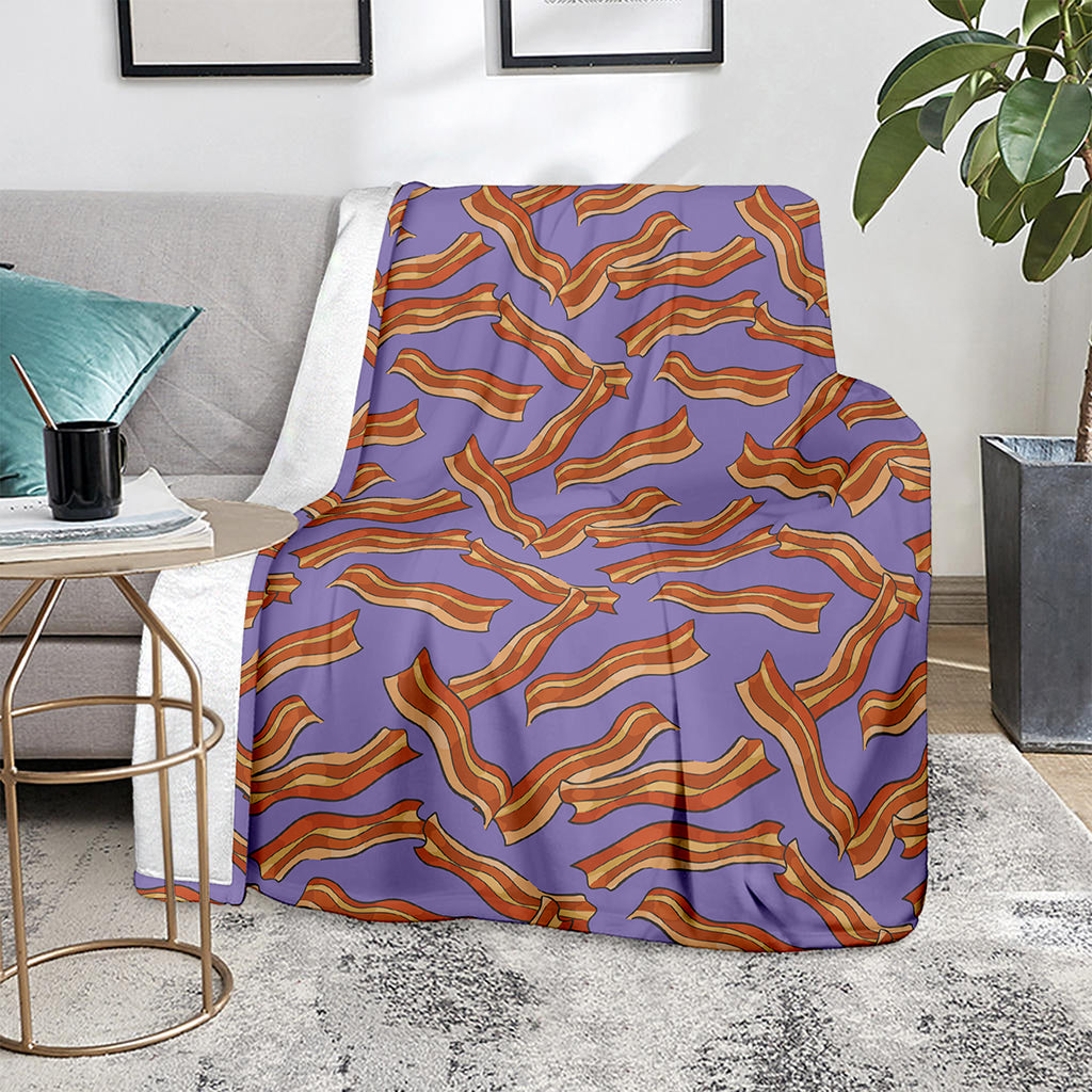 Purple Bacon Pattern Print Blanket