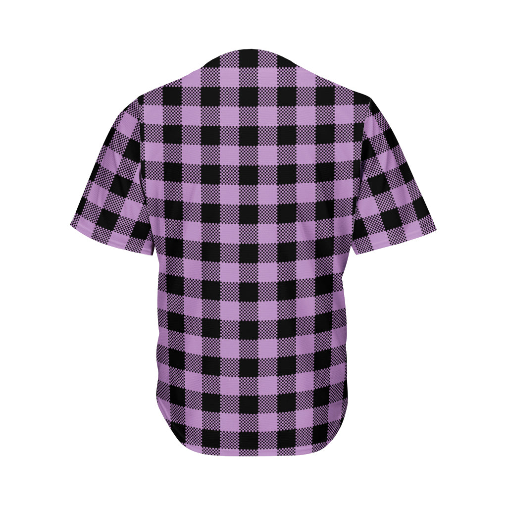 Purple Buffalo Plaid Print Men's Baseball Jersey