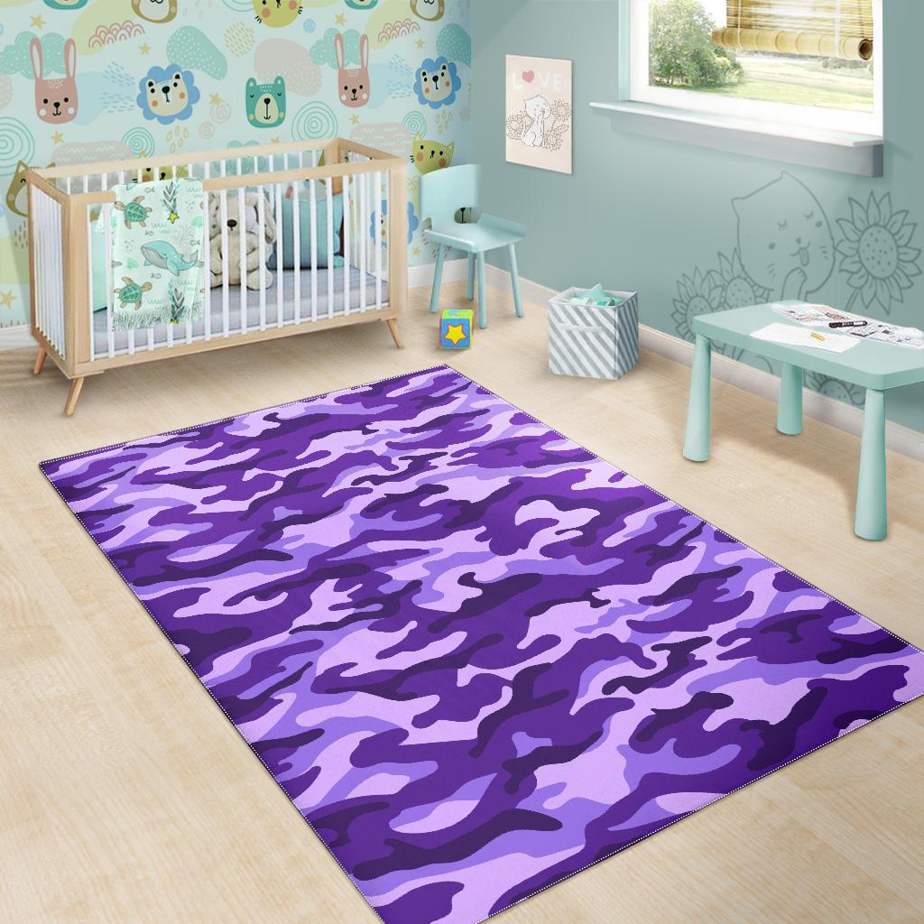 Purple Camouflage Print Area Rug GearFrost