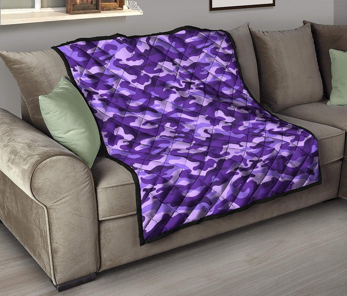 Purple Camouflage Print Quilt
