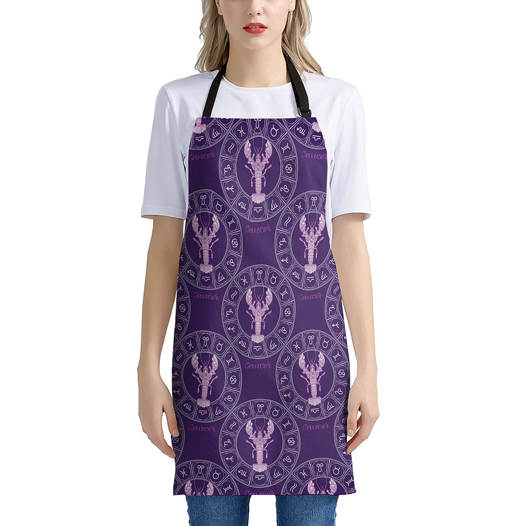 Purple Cancer Zodiac Pattern Print Apron