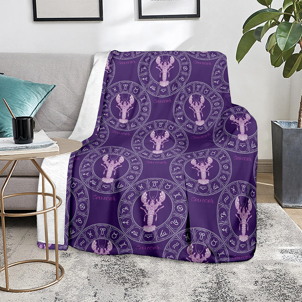 Purple Cancer Zodiac Pattern Print Blanket