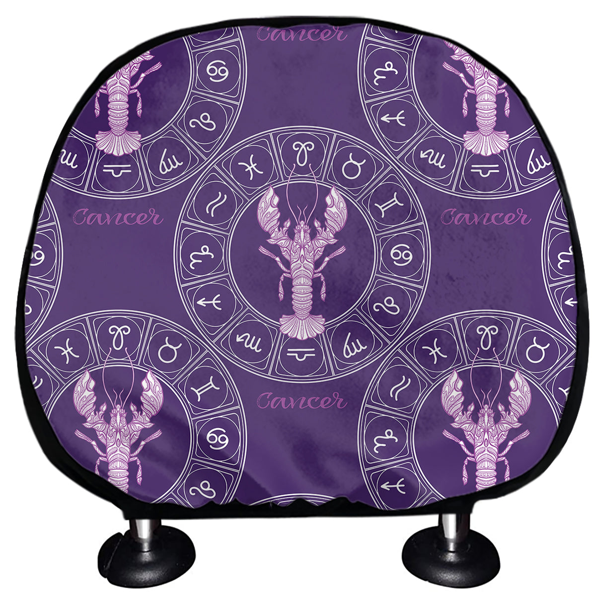 Purple Cancer Zodiac Pattern Print Car Headrest Covers