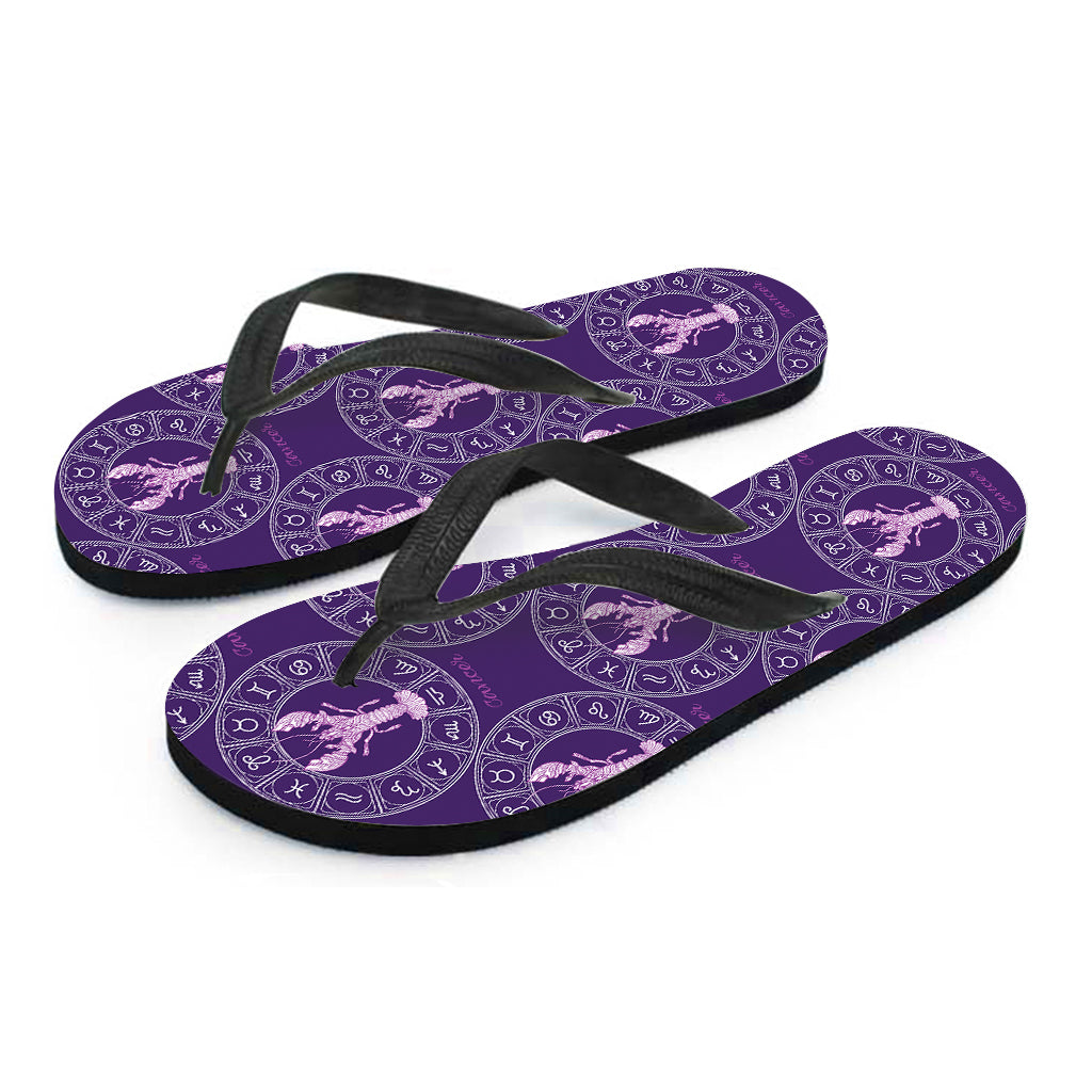 Purple Cancer Zodiac Pattern Print Flip Flops