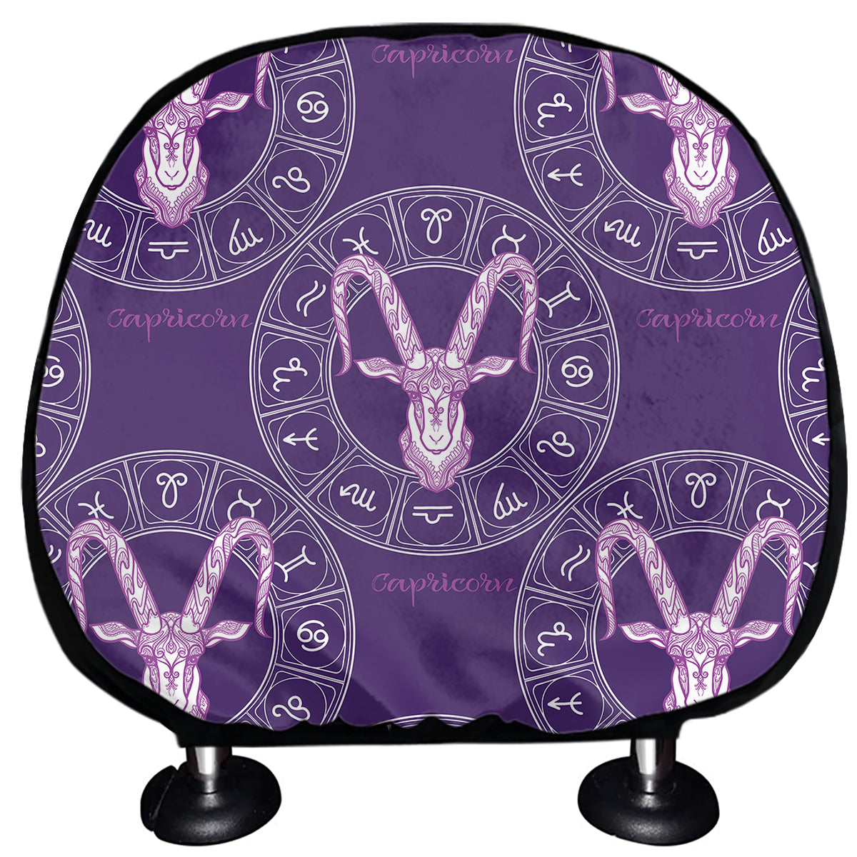 Purple Capricorn Zodiac Pattern Print Car Headrest Covers