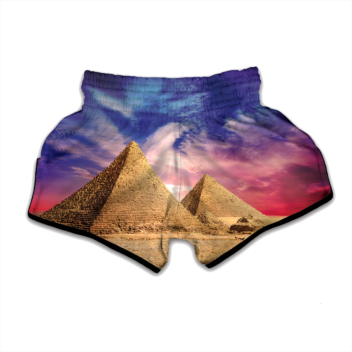 Purple Cloud Pyramid Print Muay Thai Boxing Shorts