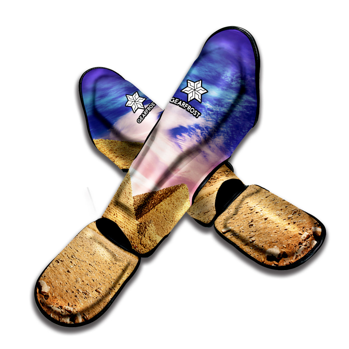 Purple Cloud Pyramid Print Muay Thai Shin Guard