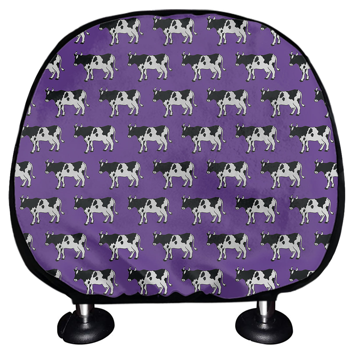 Purple Cow Pattern Print Car Headrest Covers