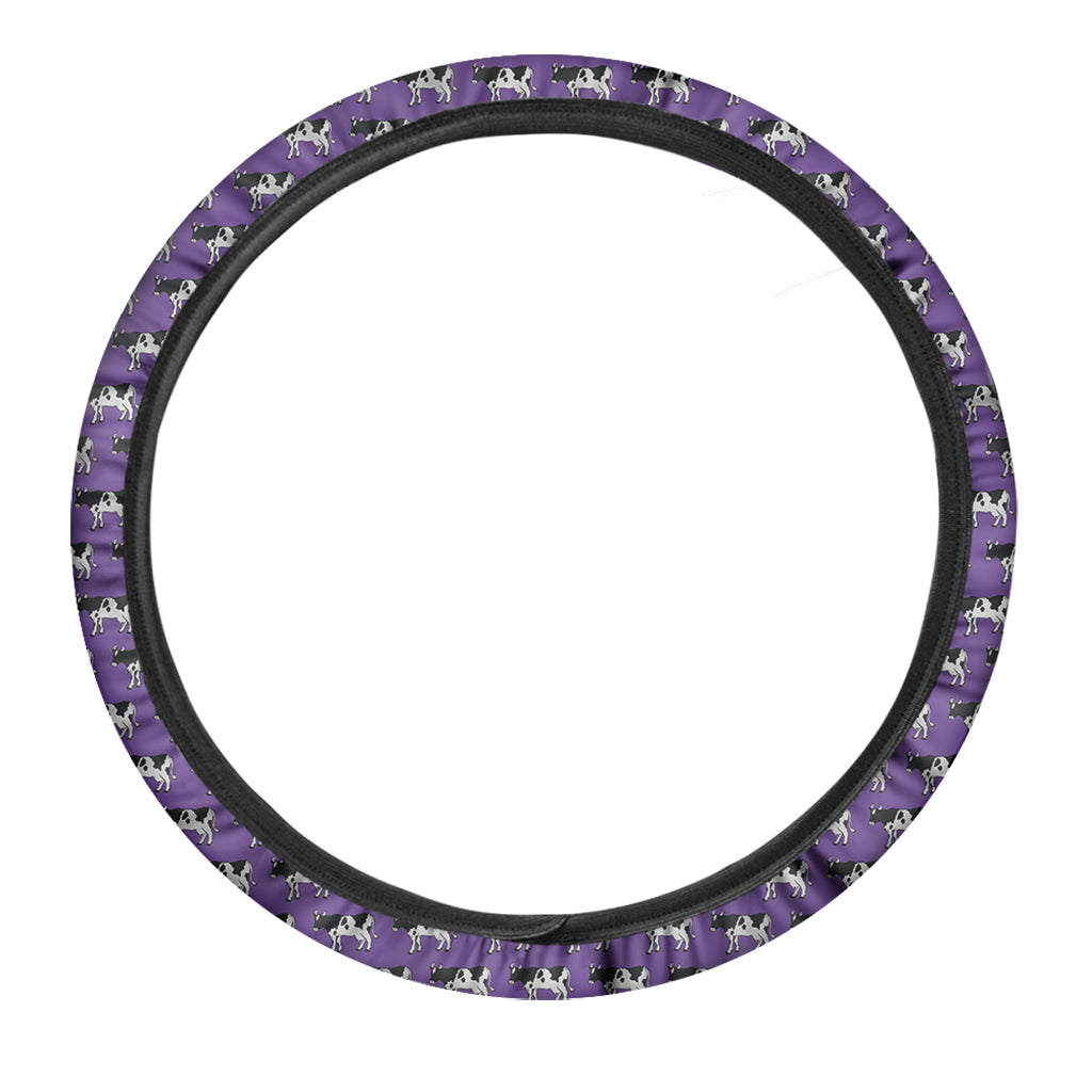 Purple Cow Pattern Print Car Steering Wheel Cover