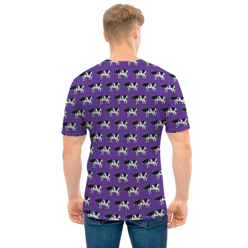 Purple Cow Pattern Print Men's T-Shirt