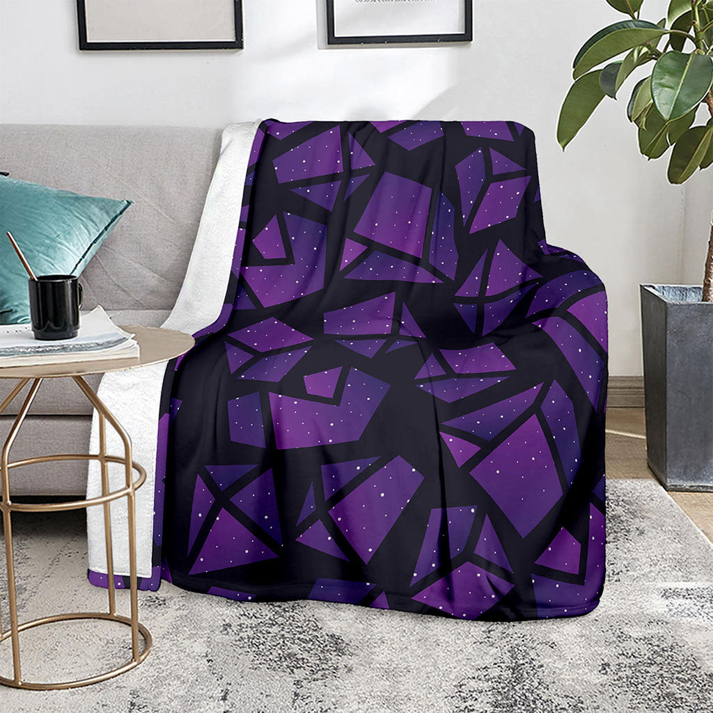 Purple Crystal Cosmic Galaxy Space Print Blanket