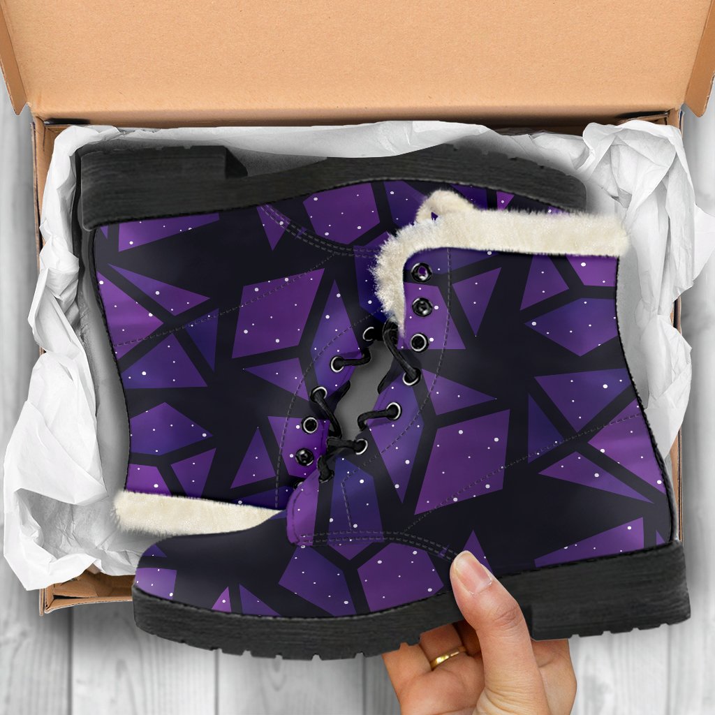 Purple Crystal Cosmic Galaxy Space Print Comfy Boots GearFrost