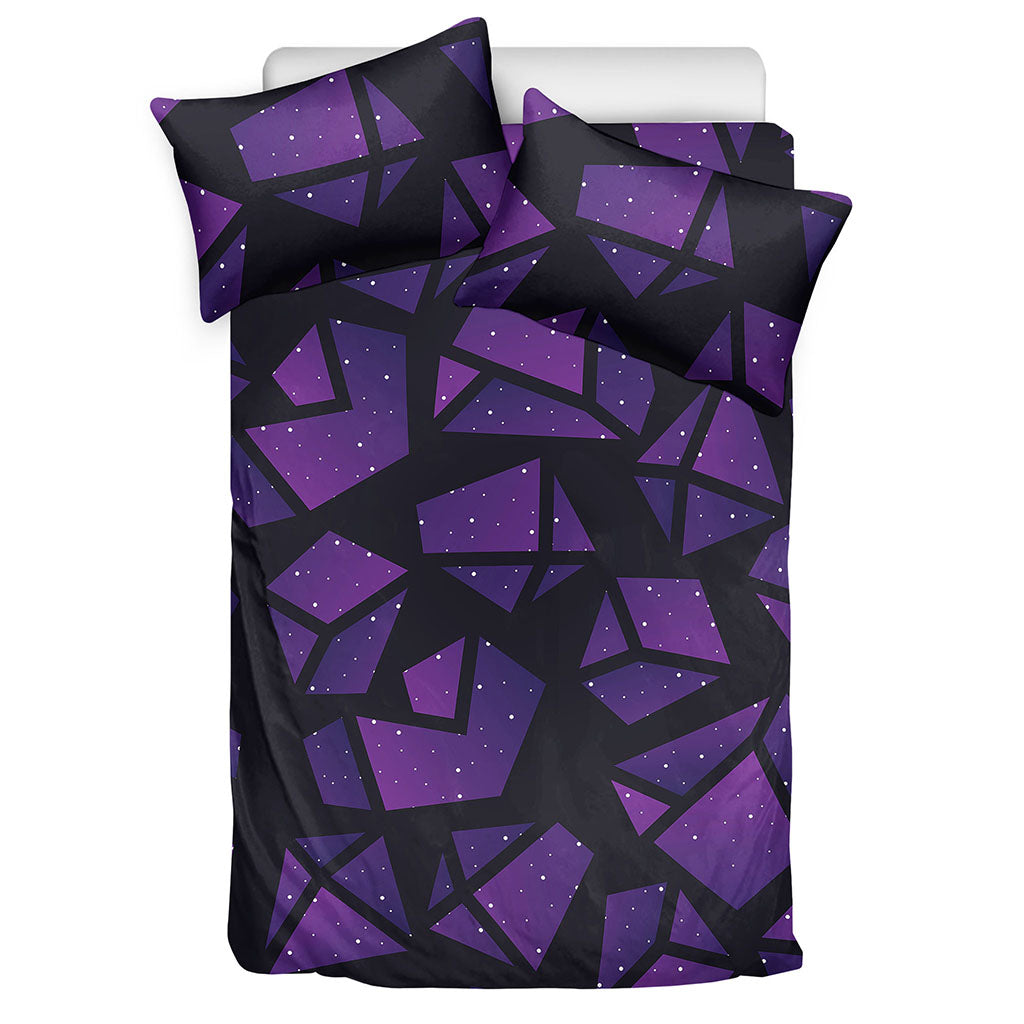 Purple Crystal Cosmic Galaxy Space Print Duvet Cover Bedding Set