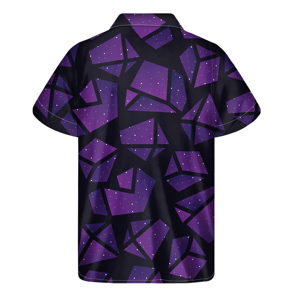 Purple Crystal Cosmic Galaxy Space Print Men's Short Sleeve Shirt