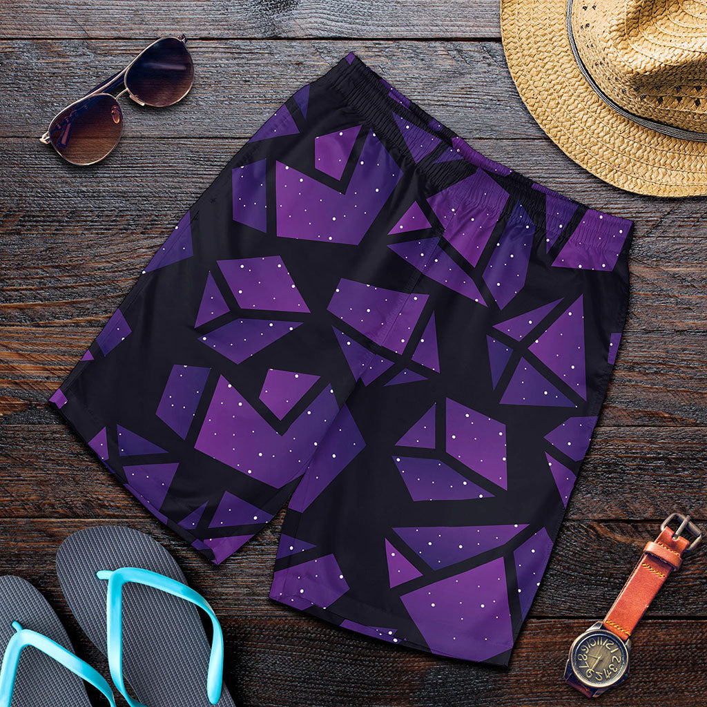 Purple Crystal Cosmic Galaxy Space Print Men's Shorts