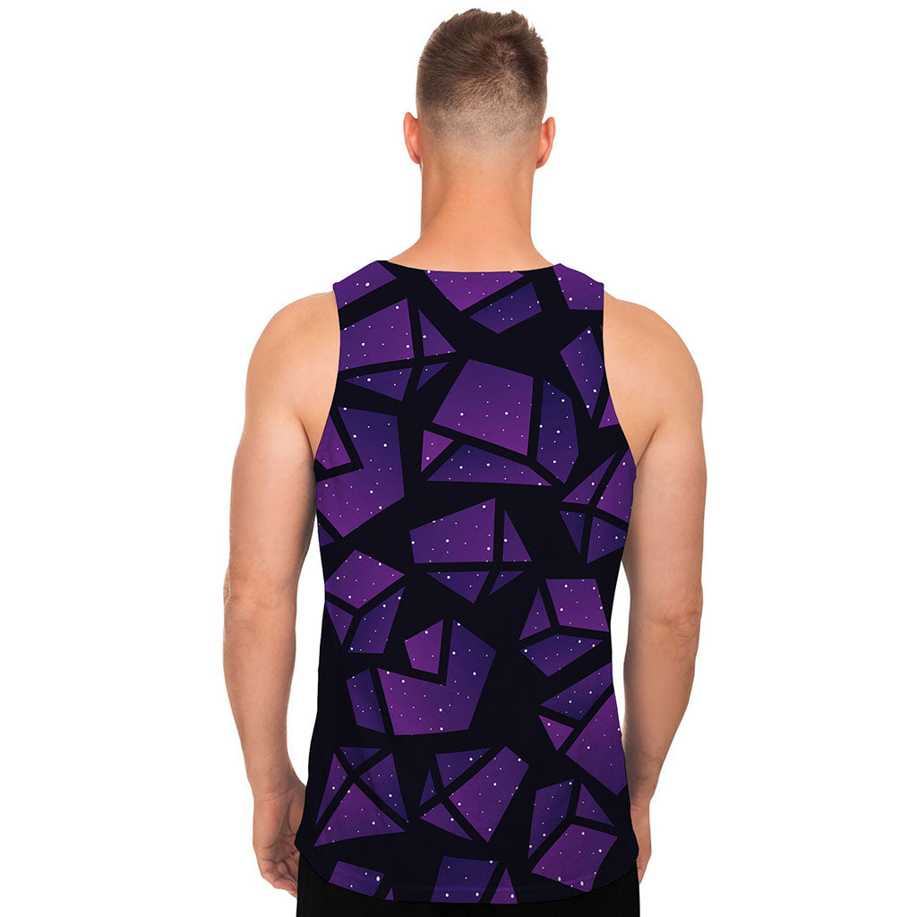 Purple Crystal Cosmic Galaxy Space Print Men's Tank Top