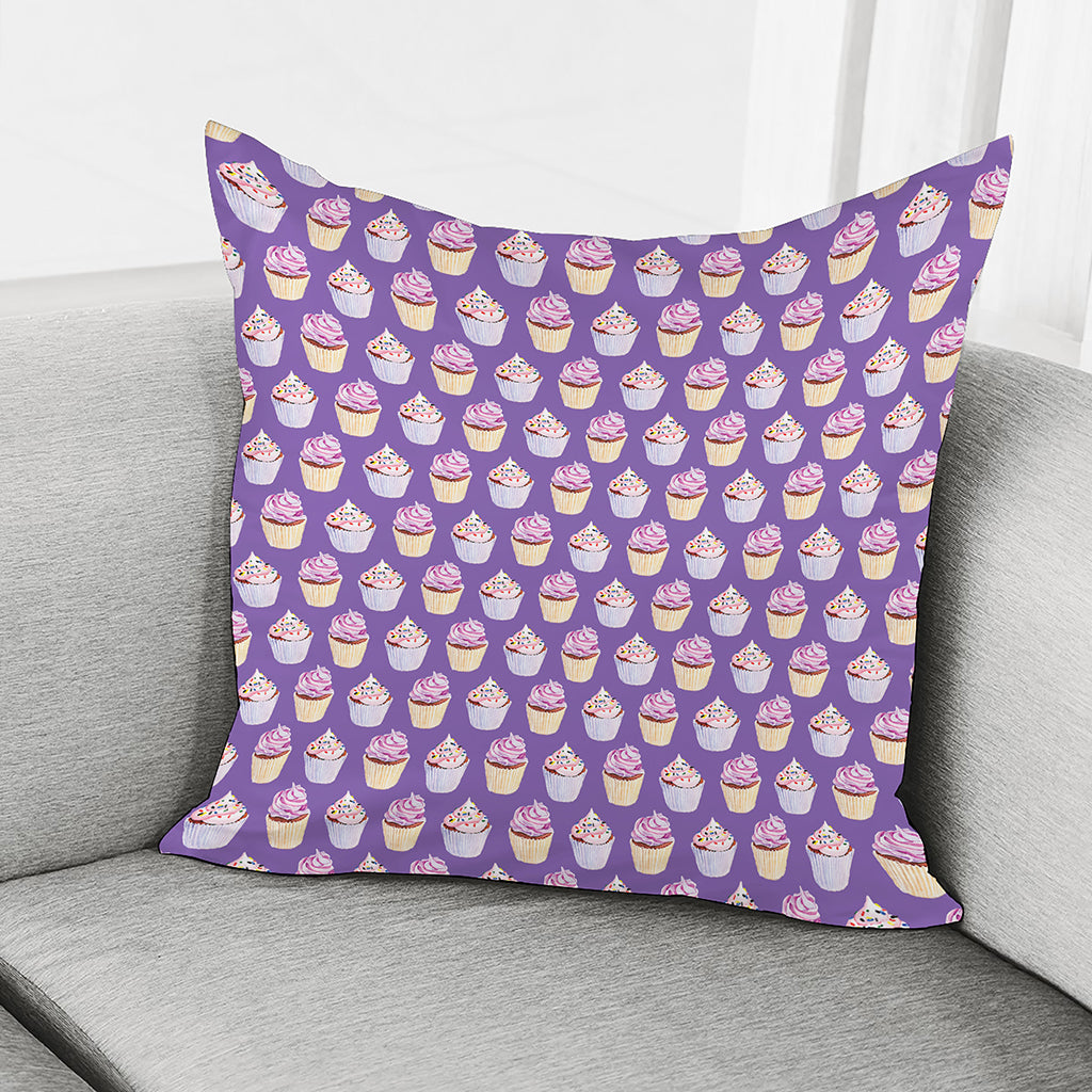 Purple Cupcake Pattern Print Pillow Cover