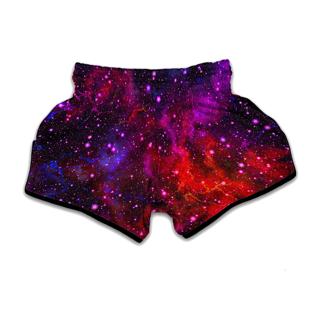Purple Dark Galaxy Space Print Muay Thai Boxing Shorts