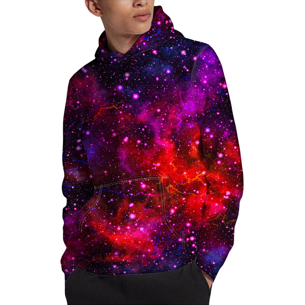 Purple Dark Galaxy Space Print Pullover Hoodie
