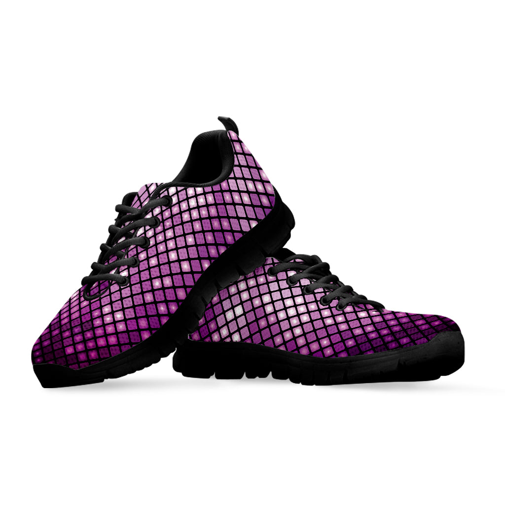 Purple Disco Lights Pattern Print Black Sneakers