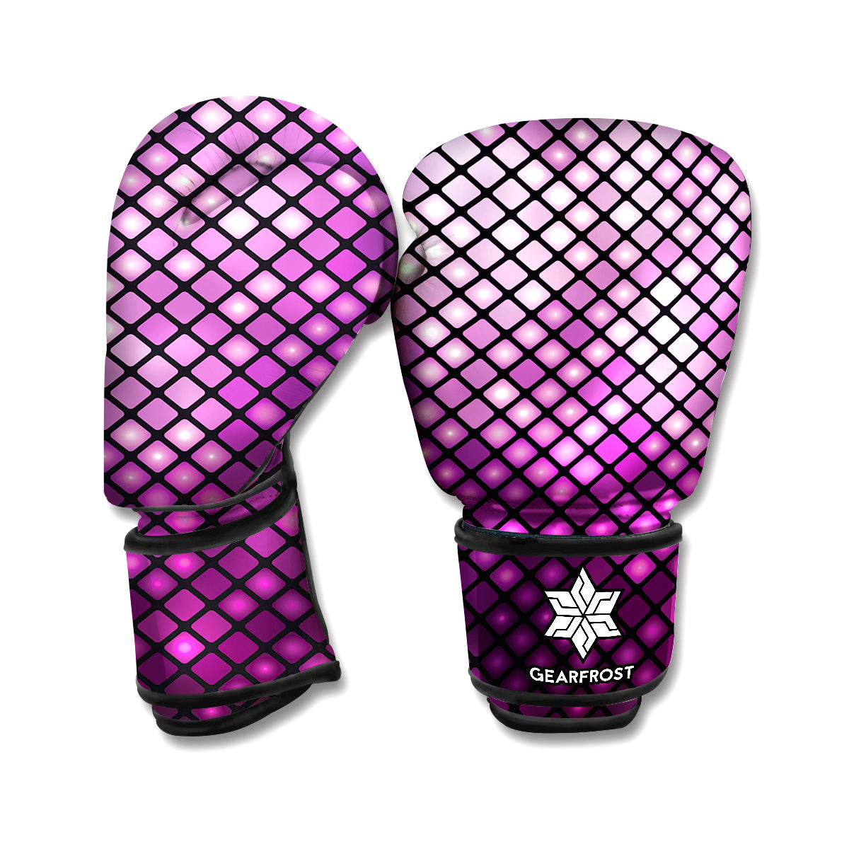 Purple Disco Lights Pattern Print Boxing Gloves