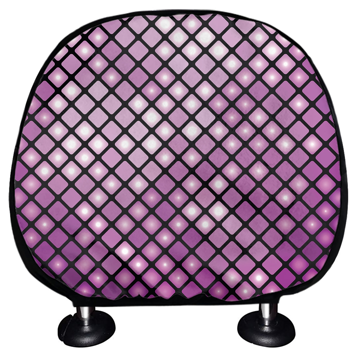 Purple Disco Lights Pattern Print Car Headrest Covers