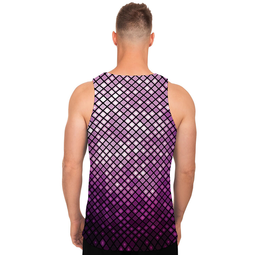 Purple Disco Lights Pattern Print Men's Tank Top