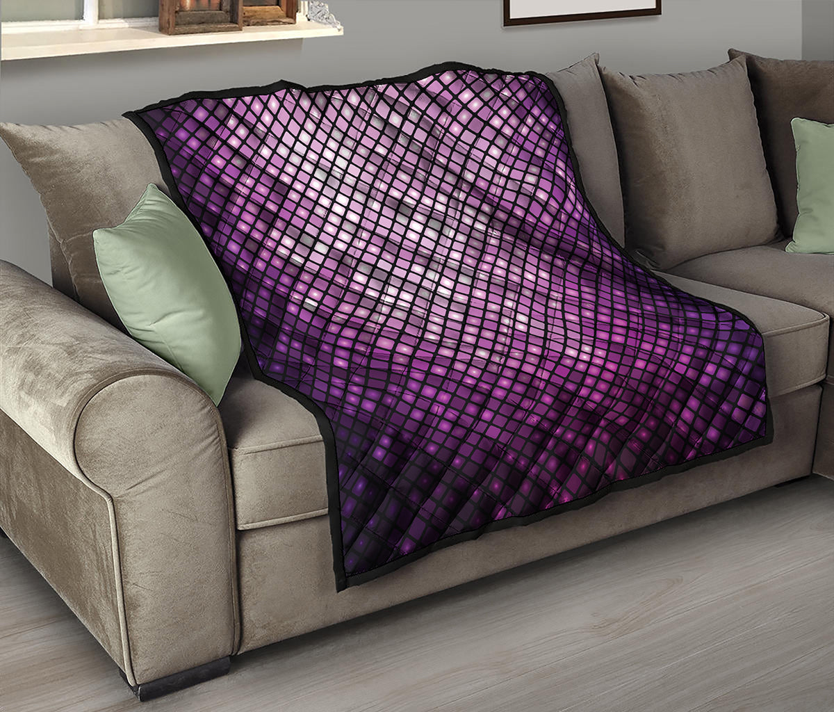 Purple Disco Lights Pattern Print Quilt