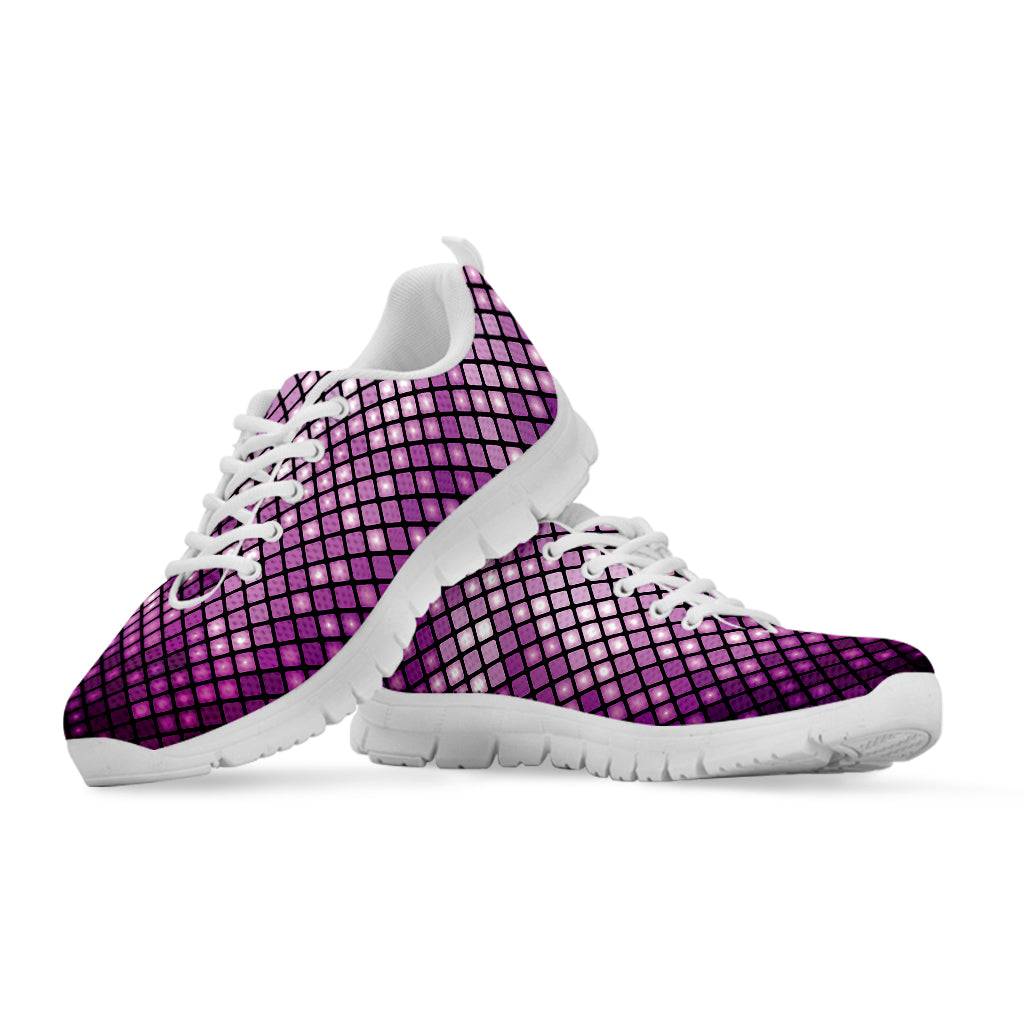 Purple Disco Lights Pattern Print White Sneakers