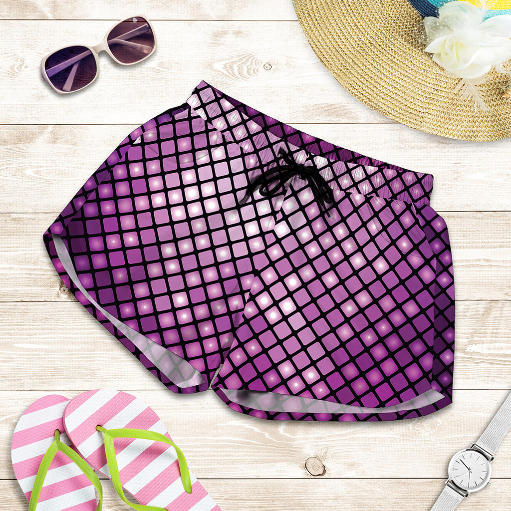 Purple Disco Lights Pattern Print Women's Shorts