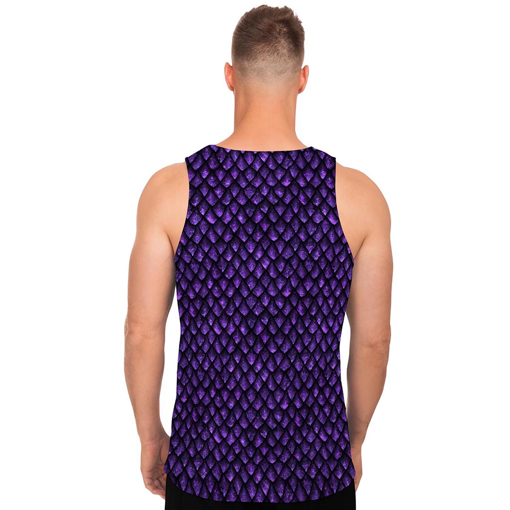 Purple Dragon Scales Pattern Print Men's Tank Top