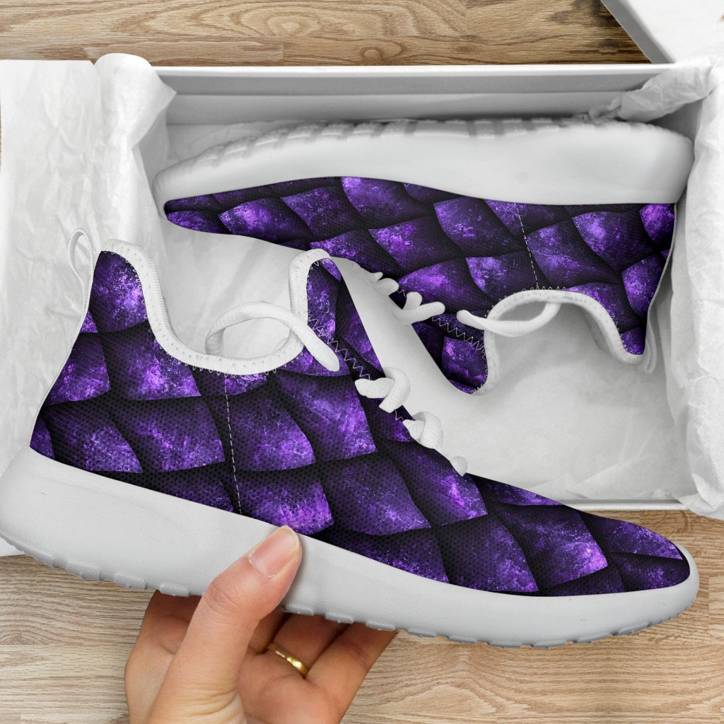 Purple Dragon Scales Pattern Print Mesh Knit Shoes GearFrost