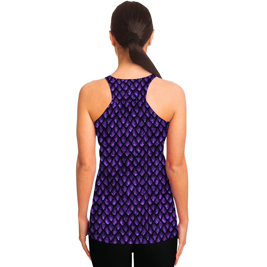Purple Dragon Scales Pattern Print Women's Racerback Tank Top