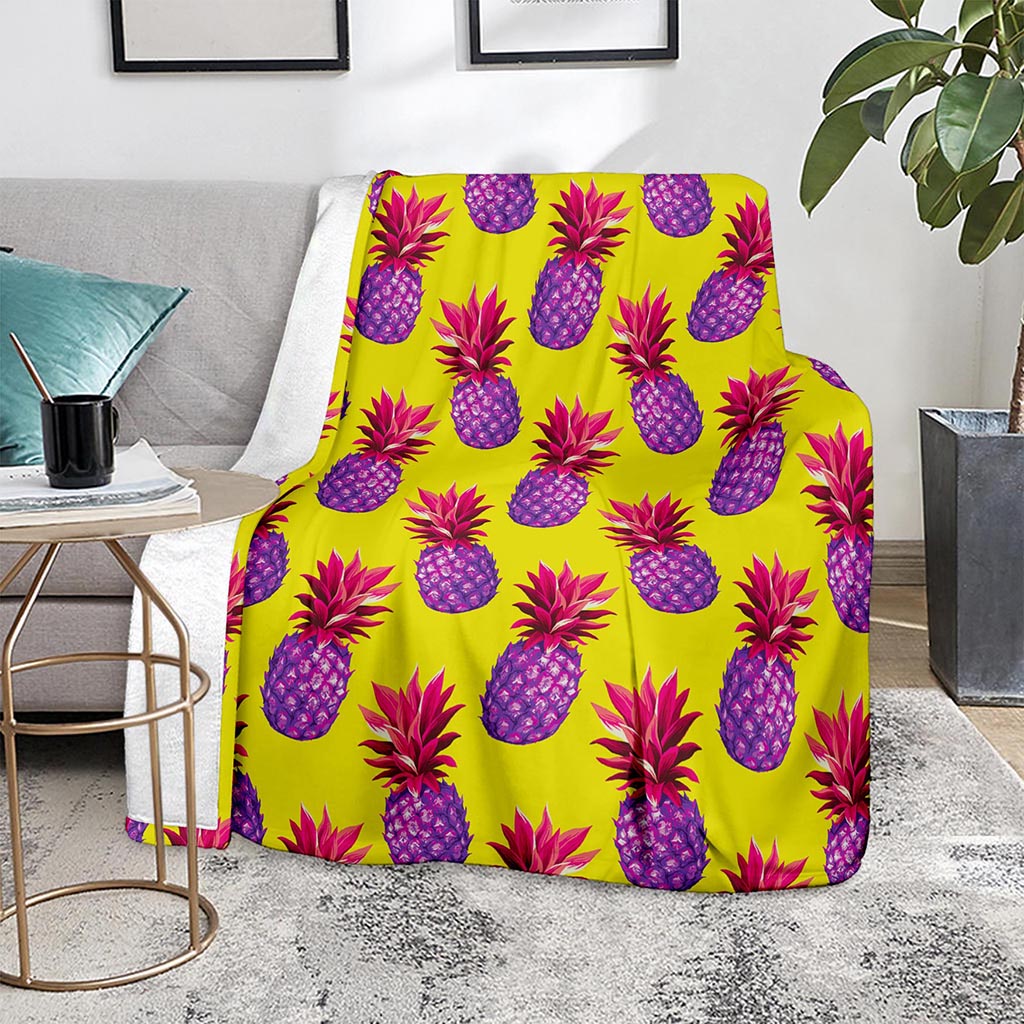 Purple EDM Pineapple Pattern Print Blanket