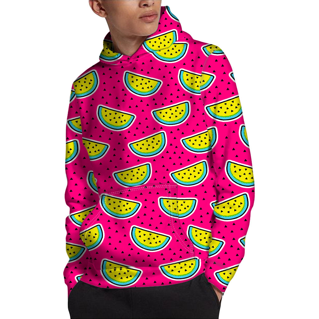 Purple Fancy Watermelon Pattern Print Pullover Hoodie