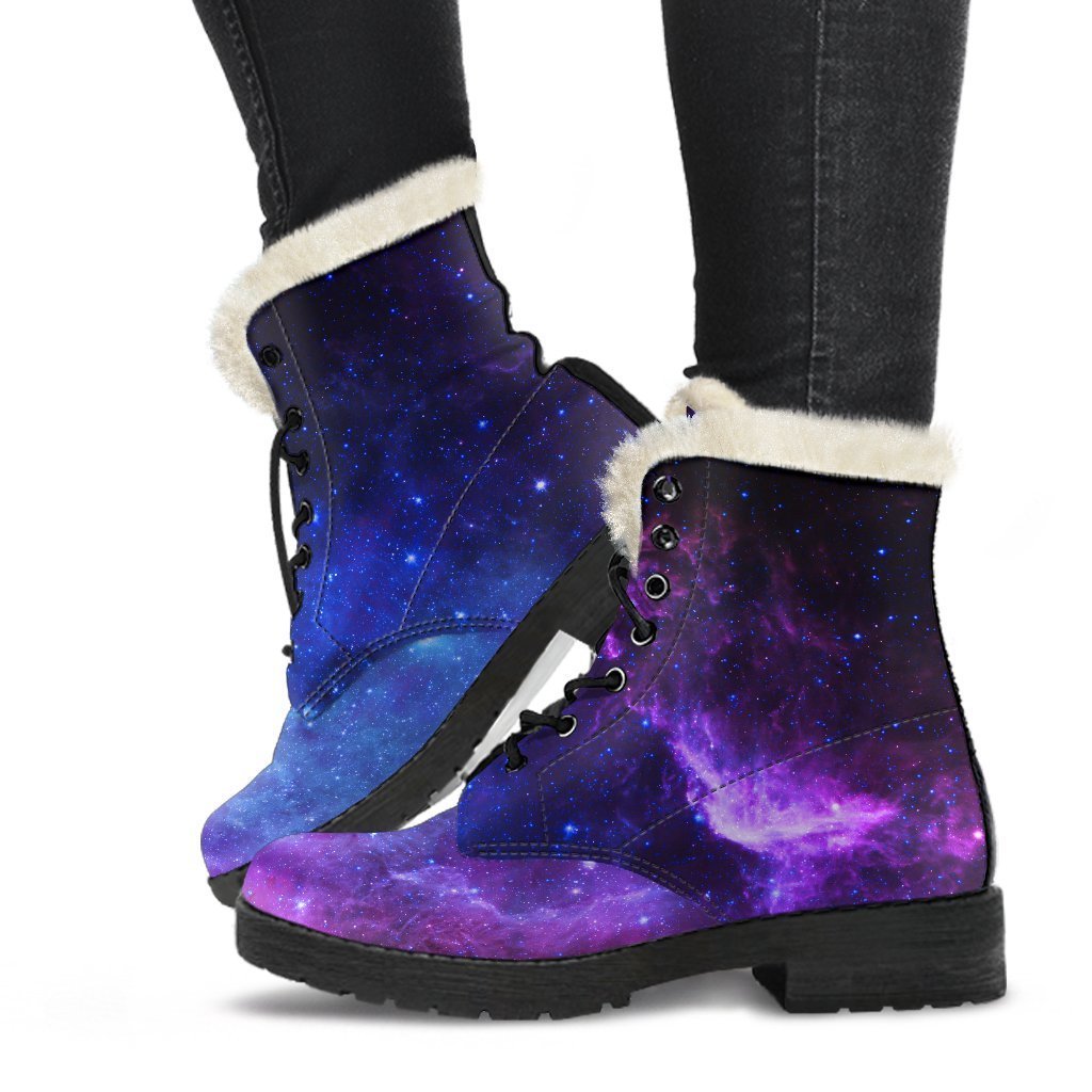 Purple Galaxy Space Blue Starfield Print Comfy Boots GearFrost