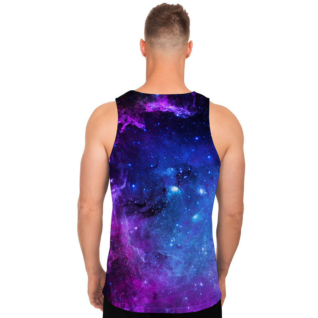 Purple Galaxy Space Blue Starfield Print Men's Tank Top