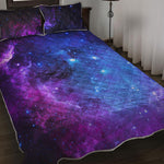 Purple Galaxy Space Blue Starfield Print Quilt Bed Set