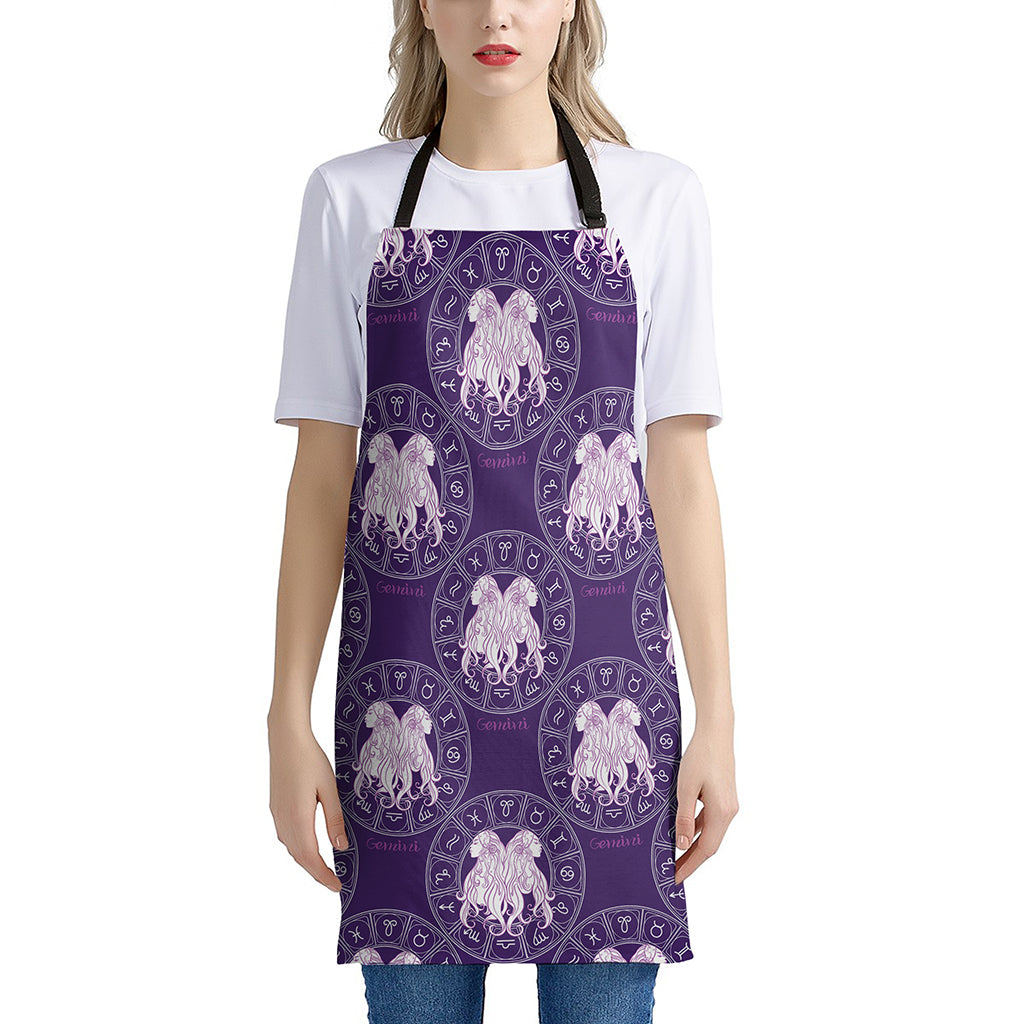 Purple Gemini Zodiac Pattern Print Apron