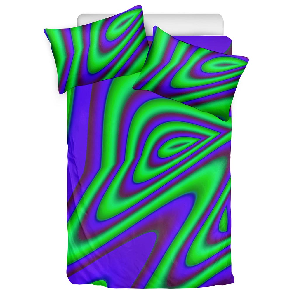 Purple Green Psychedelic Trippy Print Duvet Cover Bedding Set