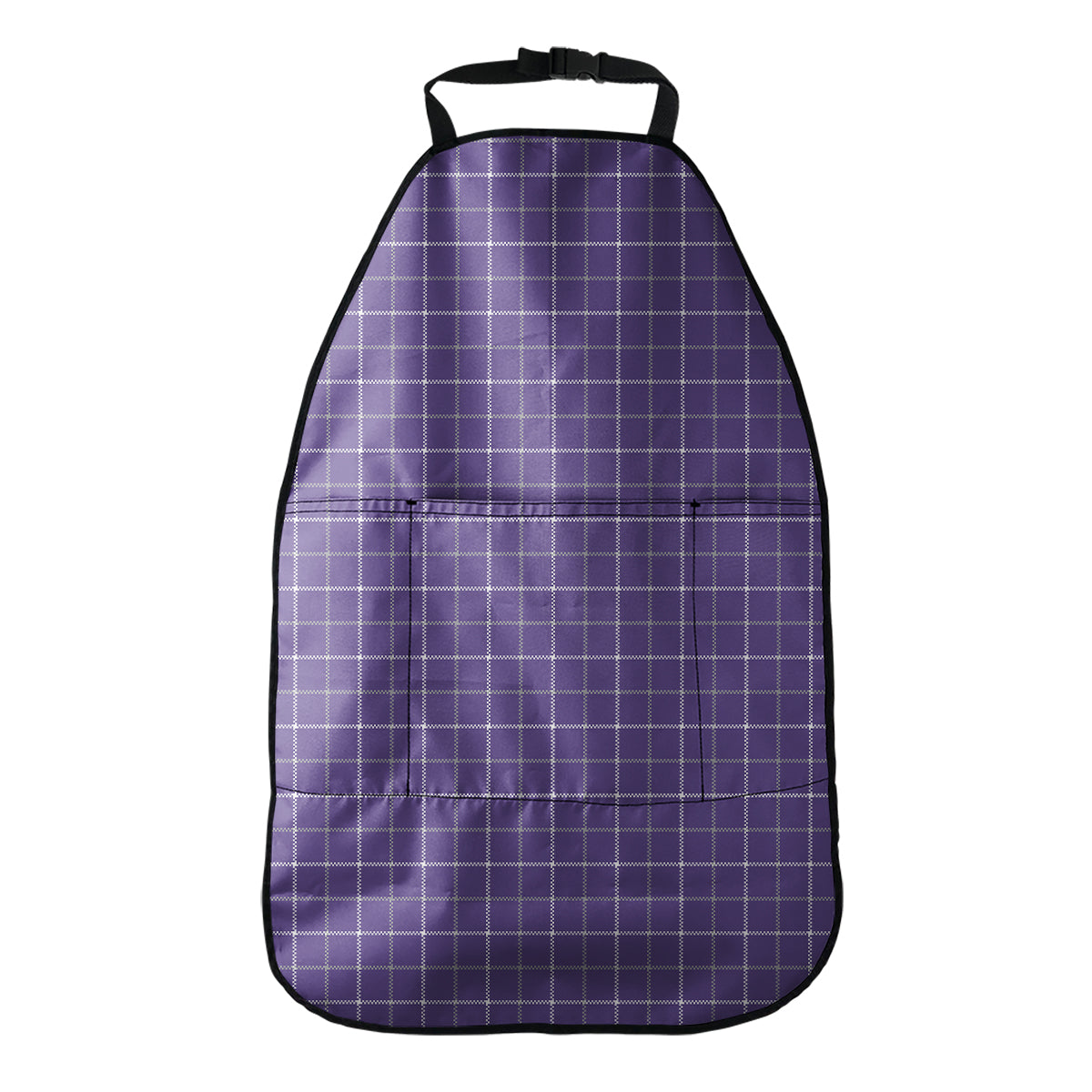 Purple Grey And White Tattersall Print Car Seat Organizers