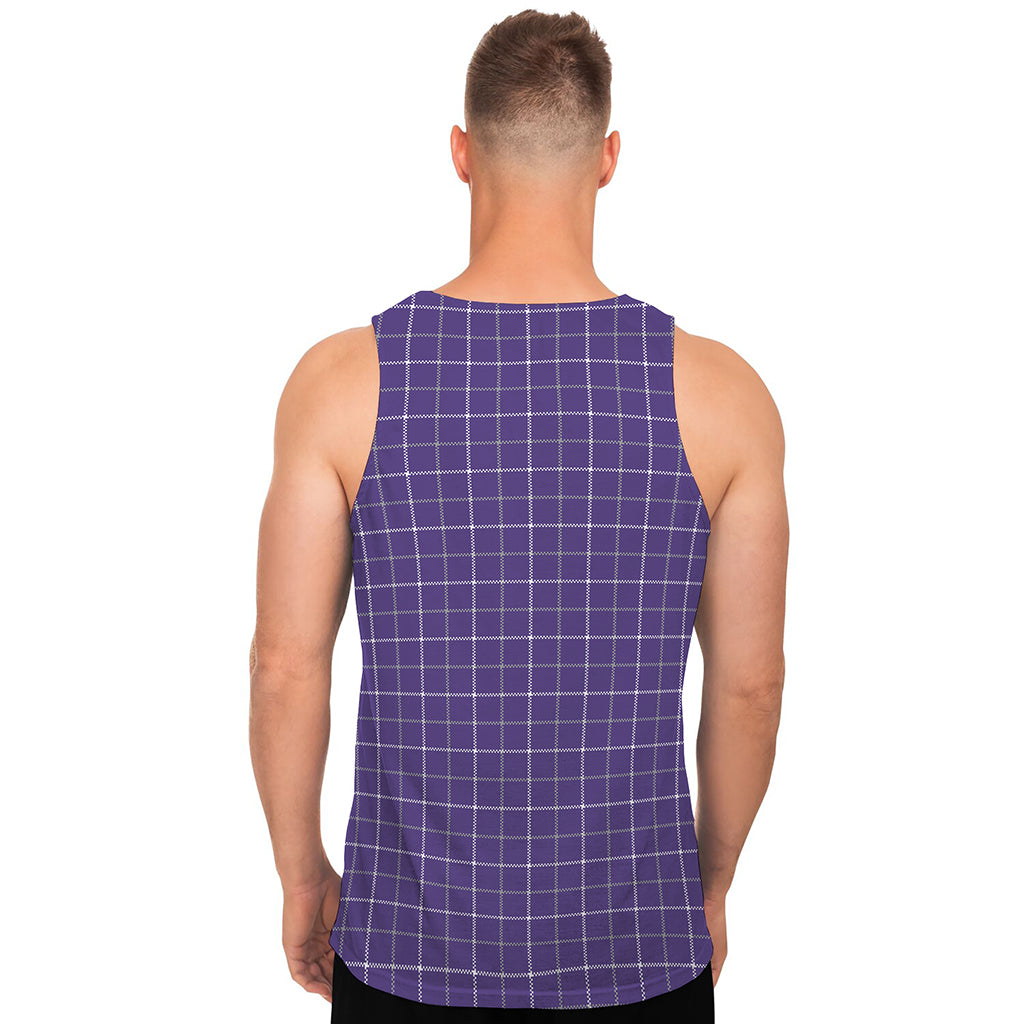 Purple Grey And White Tattersall Print Men's Tank Top