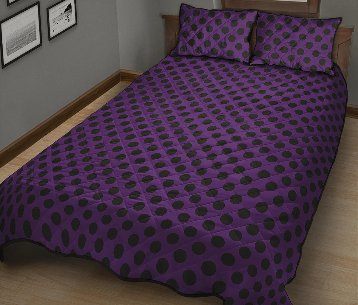 Purple Halloween Pattern Print Quilt Bed Set