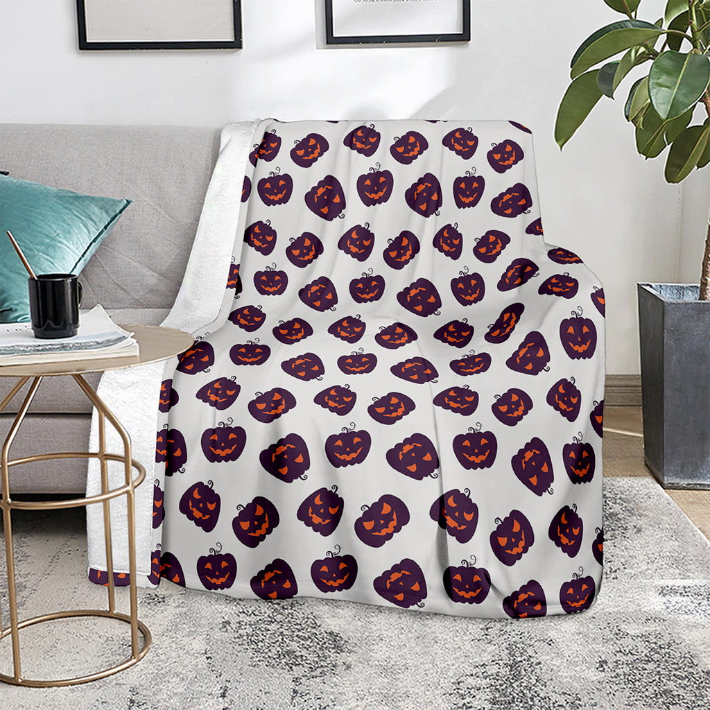 Purple Halloween Pumpkin Pattern Print Blanket
