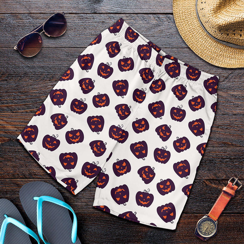 Purple Halloween Pumpkin Pattern Print Men's Shorts