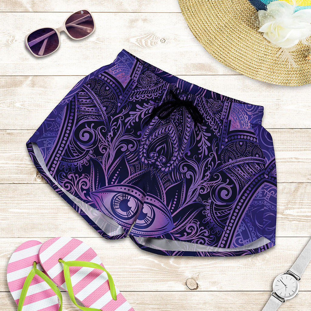 Purple Hamsa Hand Print Women's Shorts